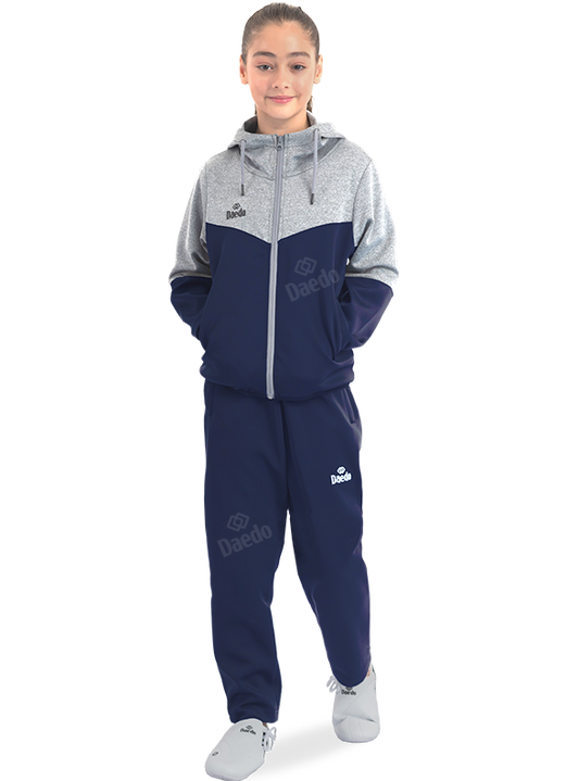 HOODED SWEATSHIRT GREY/NAVY BLUE