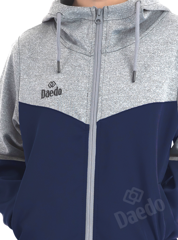 HOODED SWEATSHIRT GREY/NAVY BLUE