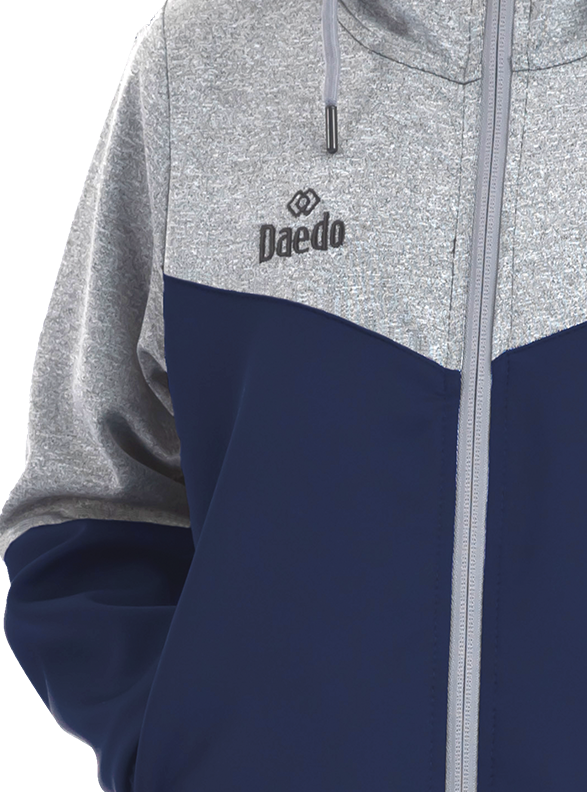 HOODED SWEATSHIRT GREY/NAVY BLUE
