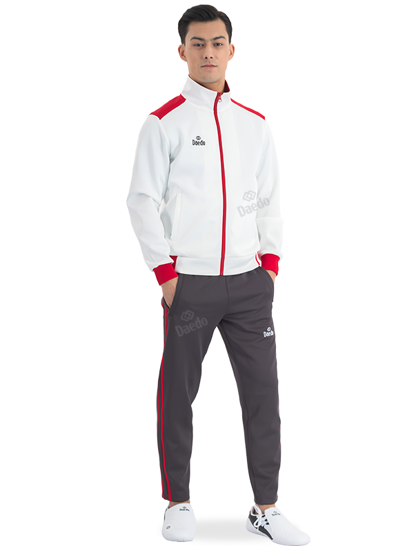 SLIM FIT TRACKSUIT WHITE/RED/GREY