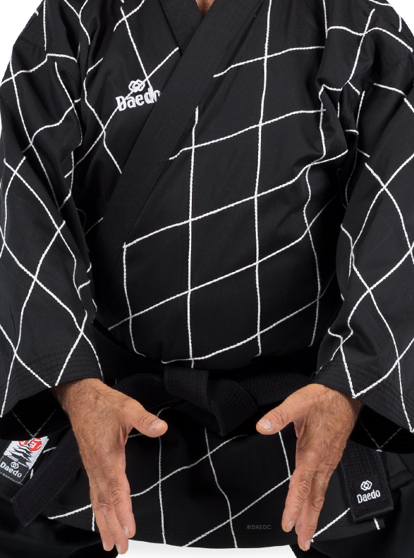 RHOMBUS EMBROIDERY HAPKIDO UNIFORM - BLACK
