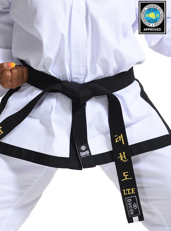 ITF APRROVED DOBOK BLACK BELT (RIBBED)